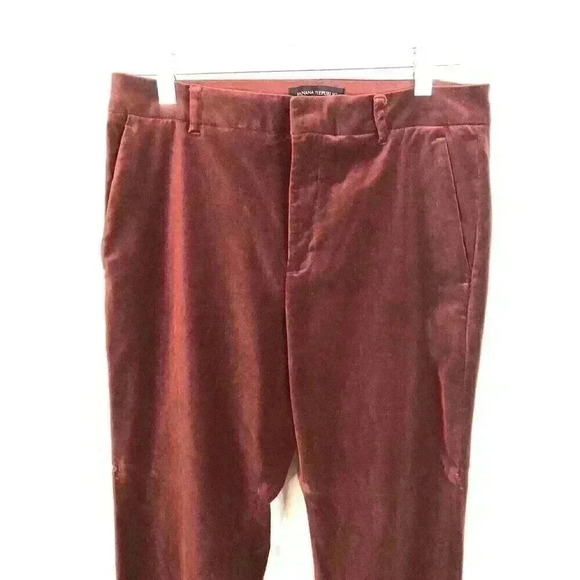 Banana Republic Sz 4 Wine Soft Velvet Dress Pants Wide Bootcut Lyocell Elastase - Picture 2 of 7
